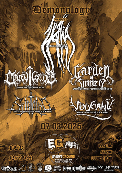 Tickets an der AK: Tagesticket Demonology Fest mit Hallig + Convictive + Martyrion + Surtalog + Touganī