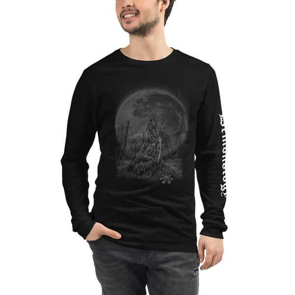 Wolf Mond Vollmond Langärmeliges Unisex-T-Shirt
